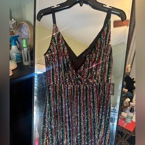 NWT Sanctuary Rainbow Prism V Neck Sleeveless Cocktail Dress